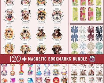 Magnetic Bookmark PNG Bundle – 120+ Designs | Printable Bookmarks for Cricut, Journals & Book Lovers | Digital Download