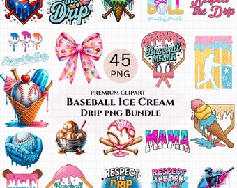 45+ Premium Baseball Ice Cream Drip PNG Bundle | Baseball Drip Clipart | Baseball Shirt Design | Baseball Mom Sublimation | Game Day Png.