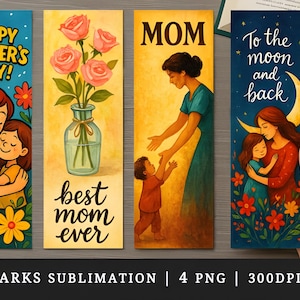 Mother&#39;s Day Bookmark SVG Bundle: Floral Mom Gift (Digital Download)