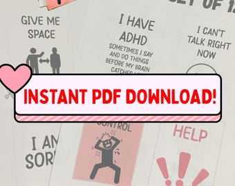 ADHD Set of 12 TALKIES Printable Communication Cards | Digital PDF Instant Download