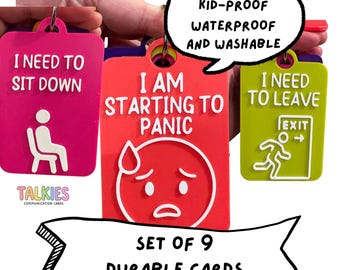 TALKIES Anxiety Communication Cards | Non Verbal AAC Cards | Anxiety Panic Disorder | Autism Aid | Speech Therapy | Set of 9