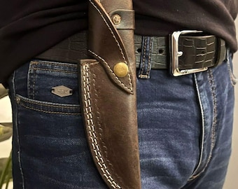 Handmade Fix Blade Knife Leather Sheath Holster Knives Case Vertical Belt Carry