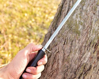 Afilador de cuchillos de diamante de 13 pulgadas, varilla de afilar ovalada, afilador de cocina