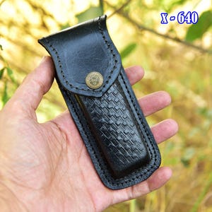 5&quot; Vintage Dark Brown Black Sheath for Buck 110 Pocket Folding Knife Pouch