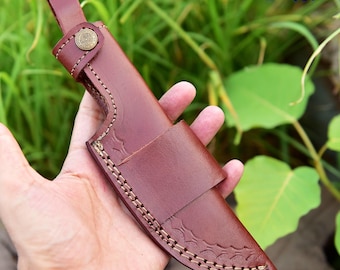 Handmade Brown Leather Knife Sheath, Scout Carry Holster