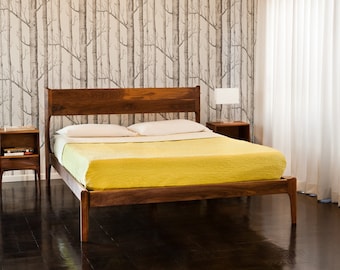 Classic Modern Bed with Night Stands (Mid Century Danish Modern Style)