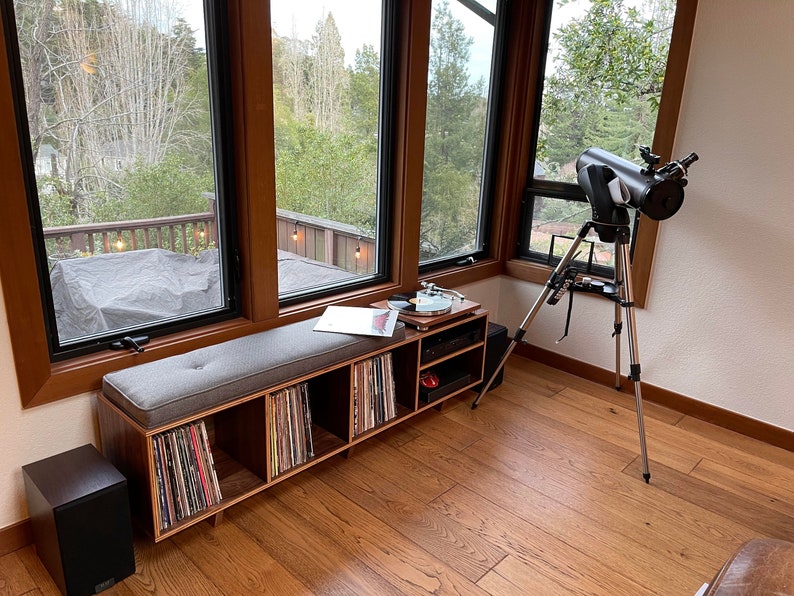 Vinyl LP Storage Bench Lo-Fi edition with Amplifier Shelf image 5