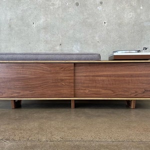 The Lo-fi Vinyl Storage Bench with Sliding Doors
