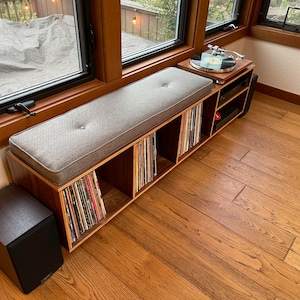 Vinyl LP Storage Bench Lo-Fi edition with Amplifier Shelf image 2