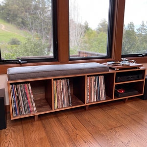 Vinyl LP Storage Bench Lo-Fi edition with Amplifier Shelf image 1