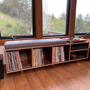 Vinyl LP Storage Bench Lo-Fi edition with Amplifier Shelf image 1