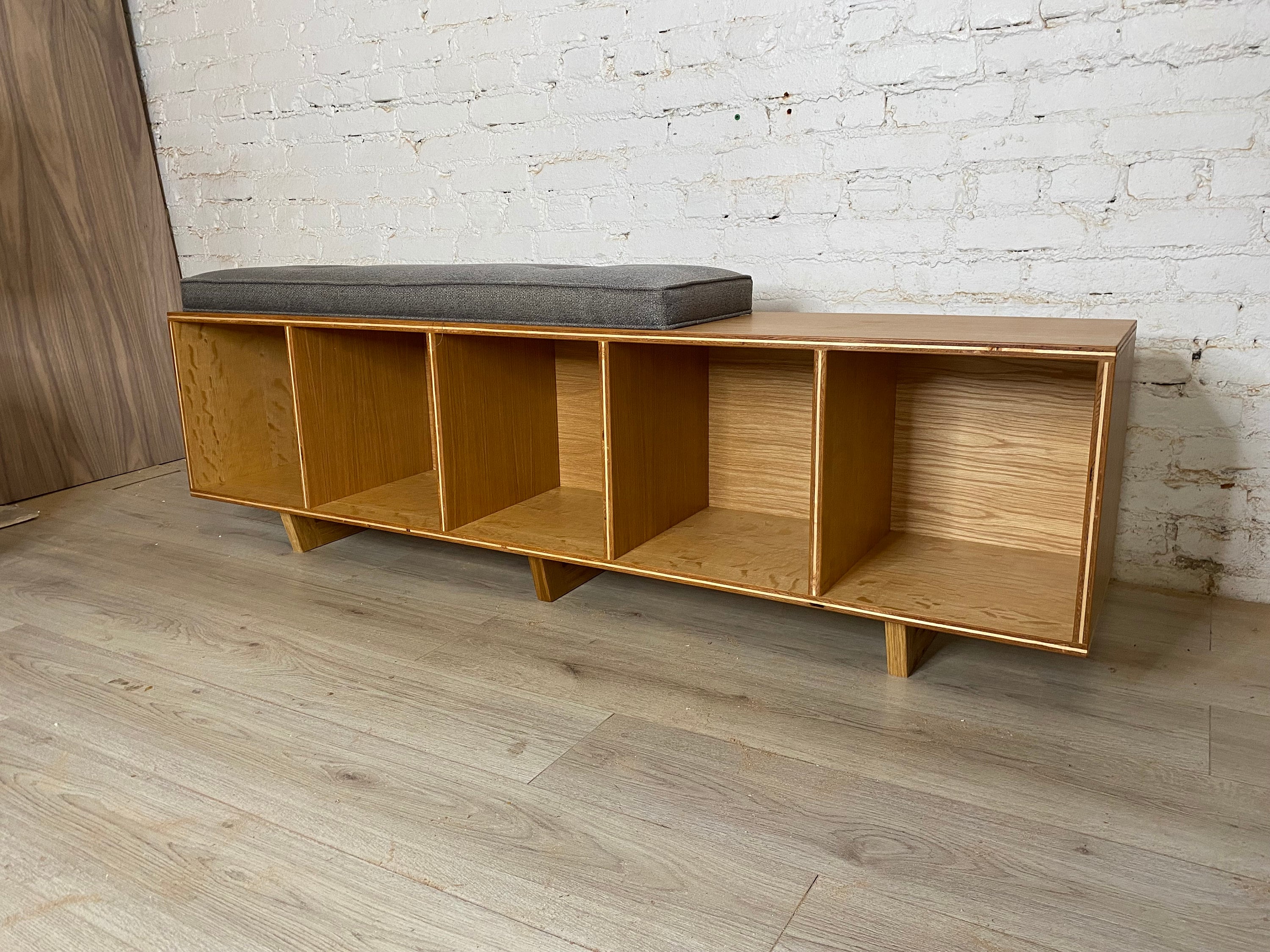 Vinyl record storage bench deals