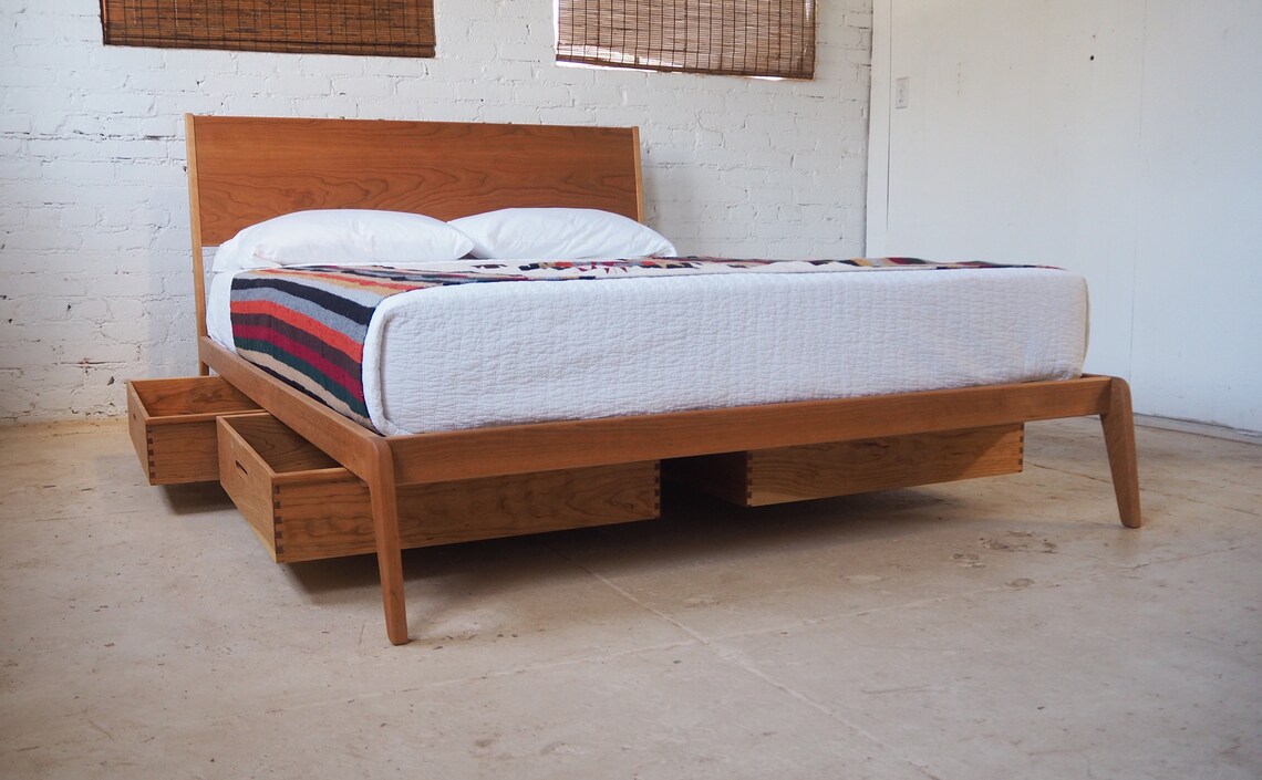 Modern Lean Bed mid Century Danish Modern Style Bed Etsy Australia