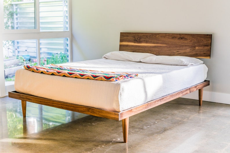 The Western Bed Mid Century Modern Style Platform Bed Available with Storage image 1