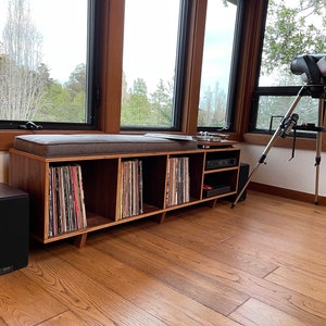 Vinyl LP Storage Bench Lo-Fi edition with Amplifier Shelf image 6