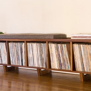 HIFI Vinyl LP Storage bench with Mid Century Modern Stylings