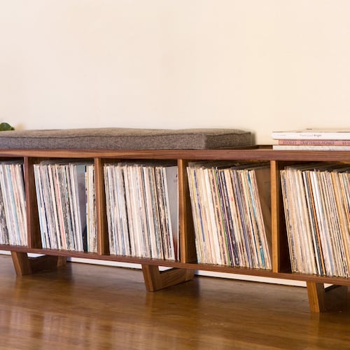 Vinyl LP Storage Bench Lofi Edition With Mid Century Modern Etsy