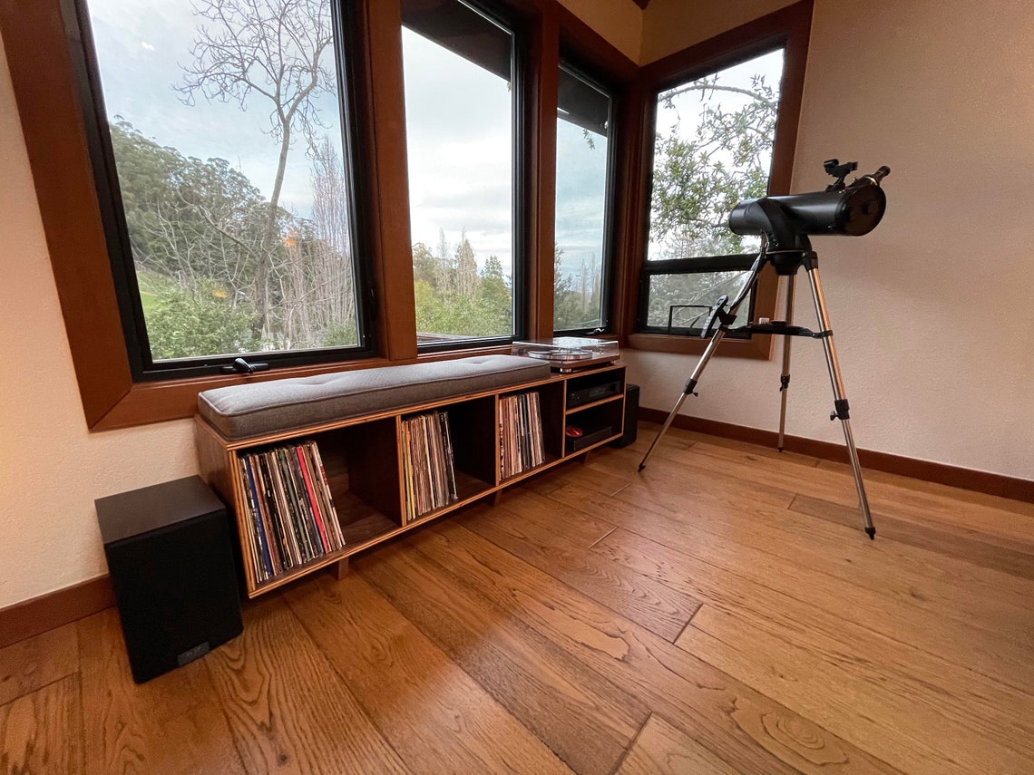 Vinyl LP Storage Bench Lofi Edition With Amplifier Shelf Etsy