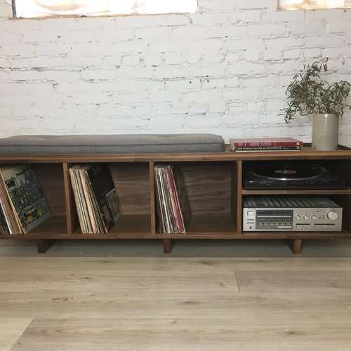 HIFI Vinyl LP Storage Bench With Mid Century Modern Stylings Etsy