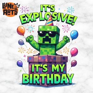 Anniversaire de joueur PNG | Conception d'anniversaire de plante grimpante explosive | Chemise de soirée pixel art en téléchargement numérique