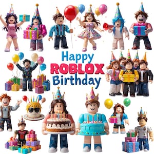 54 Roblox Geburtstag PNG | Hochauflösende 4500x4500 | Digitaler Download | Roblox Party Clipart | Gaming-Geburtstag PNG | Transparenter Hintergrund