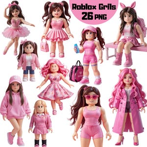 26 Roblox Girls PNG | High-Resolution | Digital Download | Roblox Avatar Clipart | Gamer Girl PNG | Roblox Sublimation | Transparent PNG