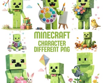 Mine Cute PNG Bundle | Seasonal Clipart | Gamer Birthday Digital Download | Mine PNG | Instant Download