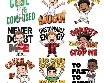 20 voetballers png, iconische lijnen en citaten, hoge resolutie 4500 x 4500 px, digitale clipart voor sublimatie en T-shirts