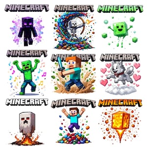 Mine PNG Bundle | Cute Pixel Game Clipart | Gamer Kids Clip Art | Mine Birthday Party Graphics | Transparent BG Digital Download