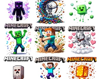 Mine PNG Bundle | Cute Pixel Game Clipart | Gamer Kids Clip Art | Mine Birthday Party Graphics | Transparent BG Digital Download