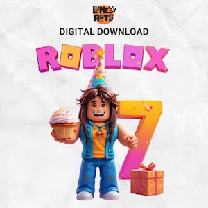 Roblox 7th Birthday PNG | Girl Character Clipart | High-Resolution | Transparent Background Digital Download
