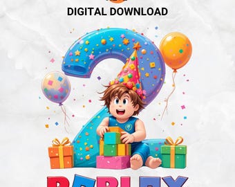 Roblox 2-årsdag PNG | Pojkefest Clipart | Högupplöst digital fil | 5000x5000 transparent bakgrund | Gamer födelsedagsdekor