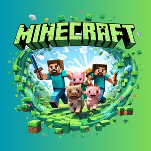 Lot de cliparts PNG Mine | Personnages Pixel Gamer et oeuvres d'art minières | Décoration de fête d'anniversaire pour enfants | Téléchargement numérique avec BG transparent