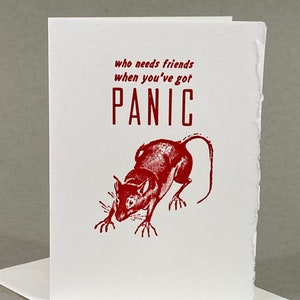 Who Needs Friends When You've Got Panic | Weird Absurd Humor | Depressing Joke | Sympathy Card | Friend Encouragement card | Funny Rat Art