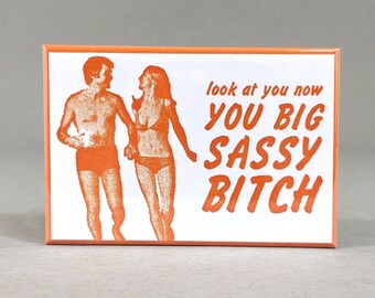 Look At You Now, You Big Sassy Bitch | Funny Congratulations Gift | New Job or Promotion Gift | Graduation Gift | Funny Fridge Magnet