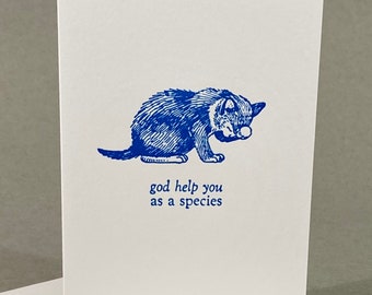 Funny Cat Card: Pessimistic Letterpress Humor