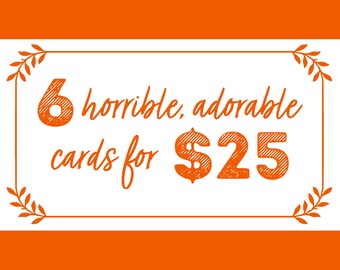 Letterpress Card Set | Choose Your Own Set of 6 | Handmade Greeting Card Set | Funny Greeting Cards | Mature