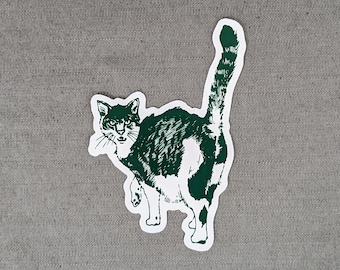 Glaring Tabby Cat Shows Off Butt | Cat Butt | Cat Lover Art | Funny Cat Sticker | Waterproof Vinyl