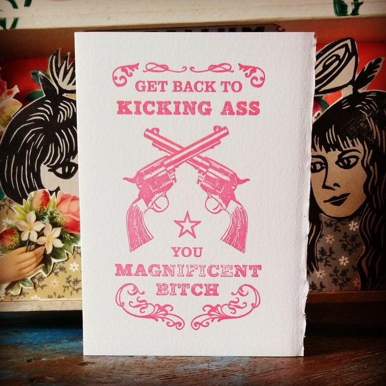 Funny Get Well Card | Kickass Letterpress Encouragement image 2