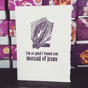 Blasphemous Humor Funny Religious Cards Funny Friend Card Letterpress Anniversary Card Snarky Best Friend Birthday Offensive Cards image 2