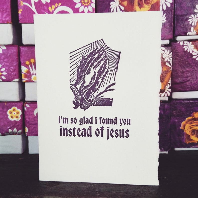 Blasphemous Humor Funny Religious Cards Funny Friend Card Letterpress Anniversary Card Snarky Best Friend Birthday Offensive Cards image 2