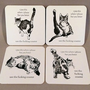 Cat Butt Coasters | Funny Coasters | Cat Coasters | Funny Cat Gift | Funny White Elephant Gift | Funny Housewarming Gift | Mature