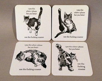 Cat Butt Coasters | Funny Coasters | Cat Coasters | Funny Cat Gift | Funny White Elephant Gift | Funny Housewarming Gift | Mature