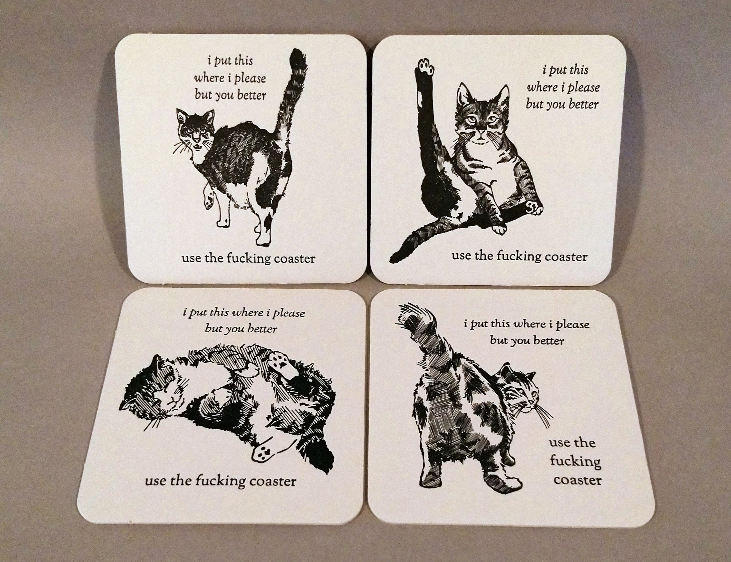 Cat Butt Coasters | Funny Coasters | Cat Coasters | Funny Cat Gift | …