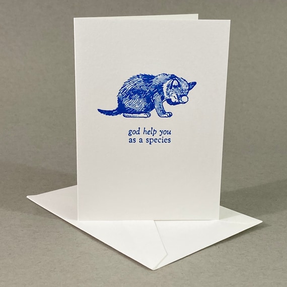 Funny Cat Card: Pessimistic Letterpress Humor