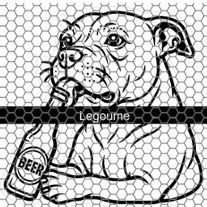 Chien Staffie avec Bière – Fichier SVG pour Sticker Découpe Laser