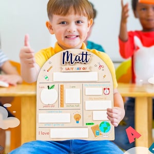 Letrero personalizado para el primer y último día de clases - Tablero fotográfico de madera reutilizable y personalizado - Accesorio para escribir el primer día de clases para estudiantes de primaria y secundaria