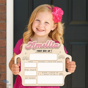 Custom First Day School Sign, Personalized Back to School Sign, Kindergarten 1st Day of School Sign Reusable, Custom First Day School Sign