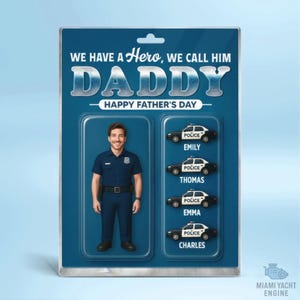 Custom Name We Have A Hero, We Call Him Daddy Acrylic Block Plaque, Police Dad Acrylic Block, Father&#39;s Day Gift For Dad, Gift For Husband