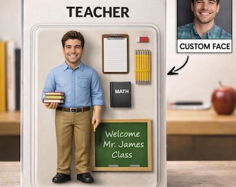 Teacher Action Figure Pack Personalized Acrylic Block, Custom Rectangle Decor for Teacher, Appreciation Gift